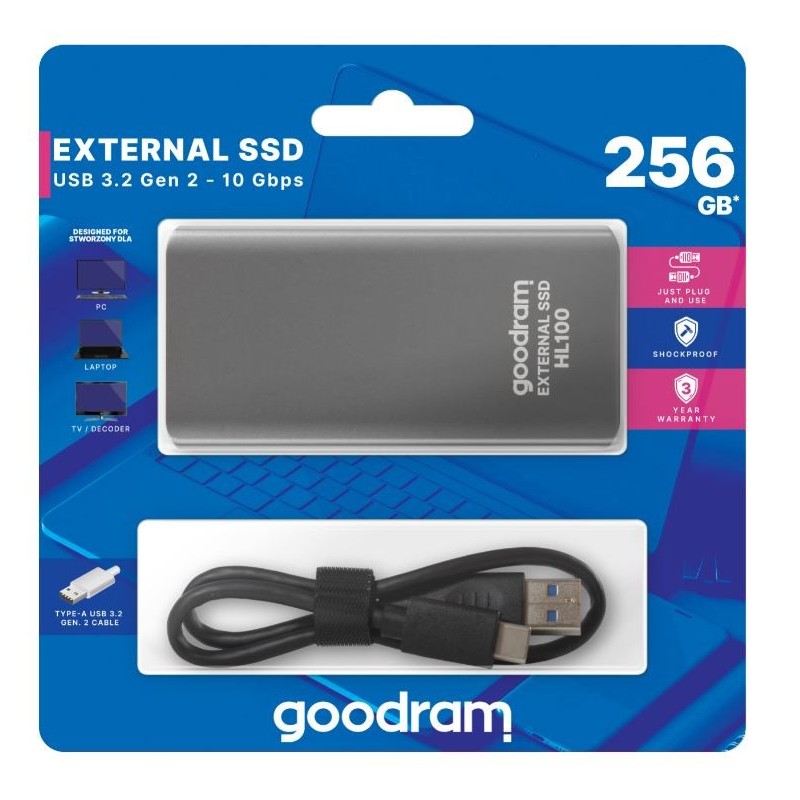 GOODRAM Dysk SSD zewnętrzny HL100 256GB