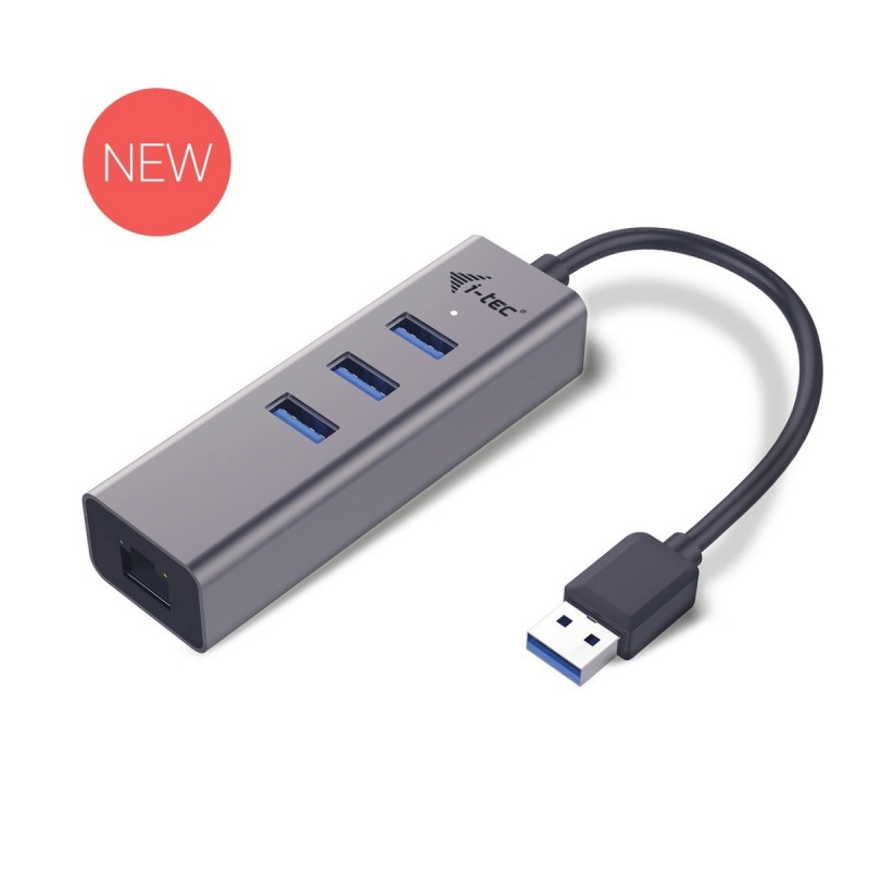 i-tec USB 3.0 Metal 3-portowy HUB z adapterem Giga