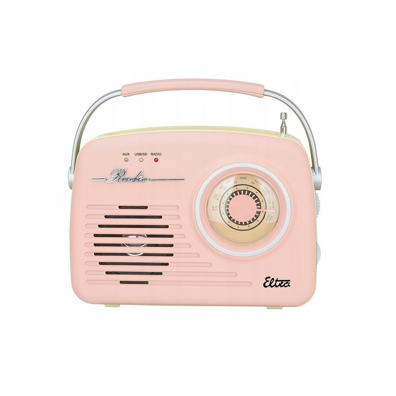 Radio Eltra Luiza retro różowa USB/SD/MP3 akumulat Radio Eltra Luiza retro różowa USB/SD/MP3 akumulat